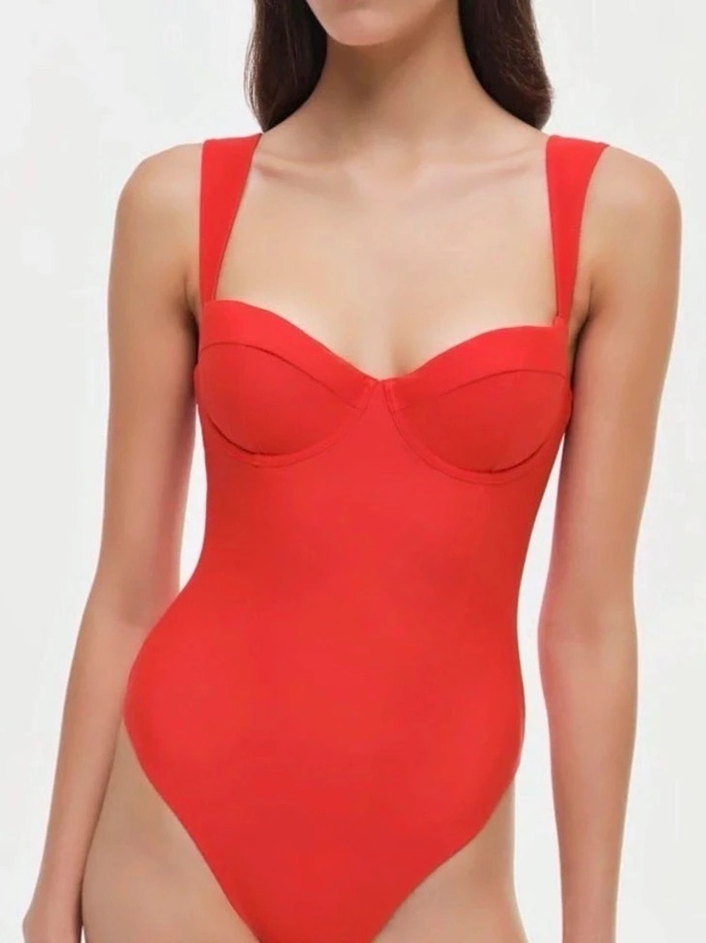 SIMKHAI Kyle Bustier One Piece Swimsuit Bustier One Piece in Red Size Large NWT